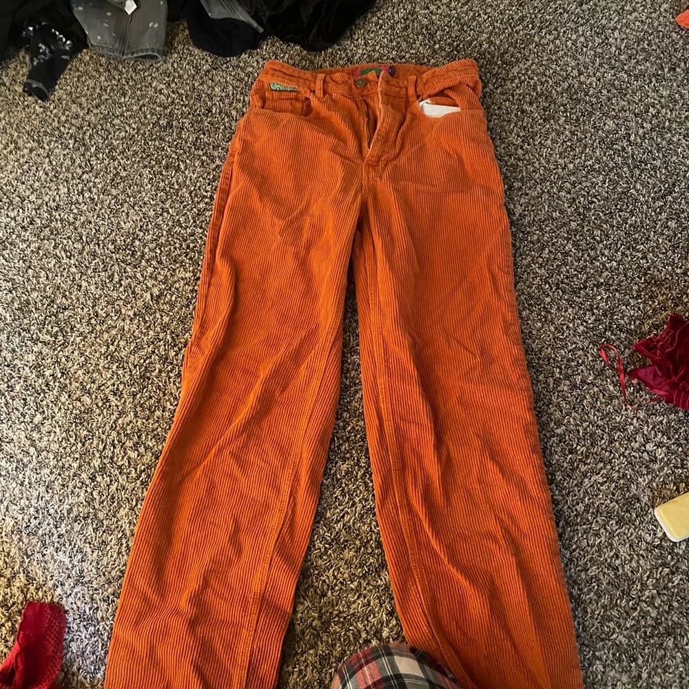 Orange corduroy empire pants